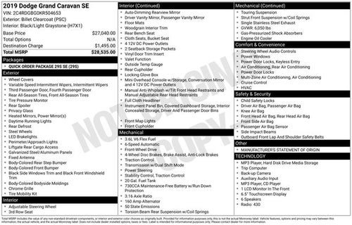 2019 Dodge Grand Caravan SE